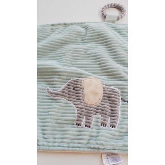 Modern Baby Blue Elephant Security Blanket Teether Crinkle Lovey Sensory Tags - Picture 3 of 8